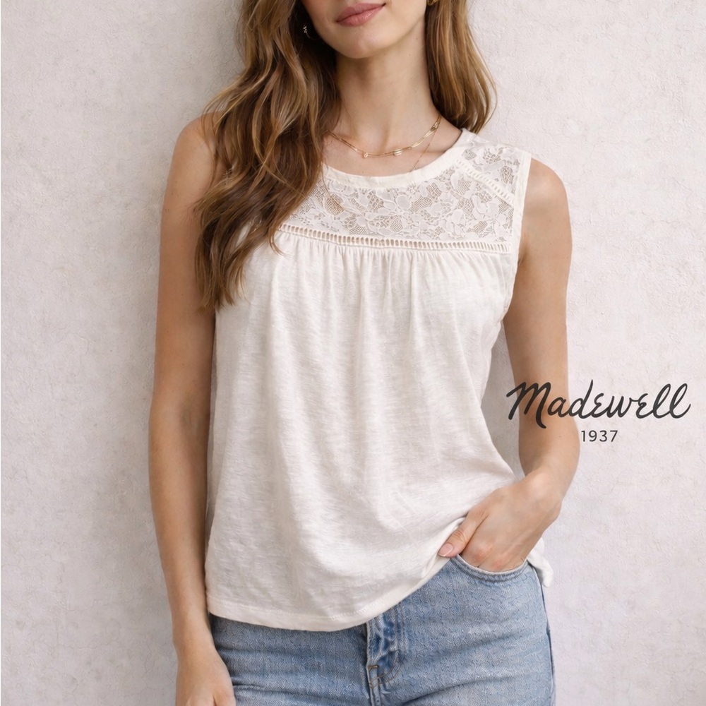 Madewell Cream Linen Tank Top